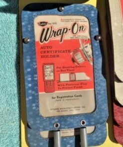 Cobbs blue NOS certificate registration holder steering column visor clip vintage automotive accessory
