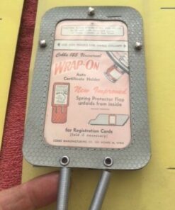 Cobbs gray NOS certificate registration holder steering column visor clip vintage automotive accessory