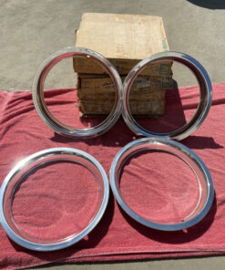 NOS take-off 13 inch wheel trim rings set for 1980 to 1982 Chevrolet Nova Citation part number 475190 OEM wheel trim accessory