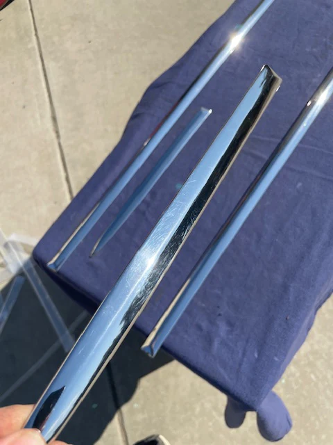 1951 1952 Chevrolet Fleetline Styleline NOS 4-DOOR SEDAN CENTER Door Moldings #4587005/4607722 - Image 5