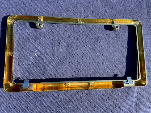 1958 Chevrolet Bel Air Biscayne Delray NORS Accessory GOLD Bowtie License Plate Frame - Image 15