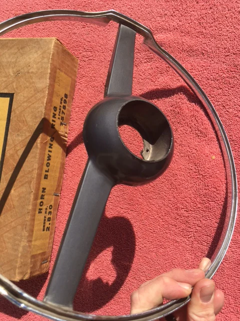 1951 1952 Chevrolet Styleline Fleetline Deluxe NOS Steering Wheel Horn Ring #757898 (Has small pits) - Image 3