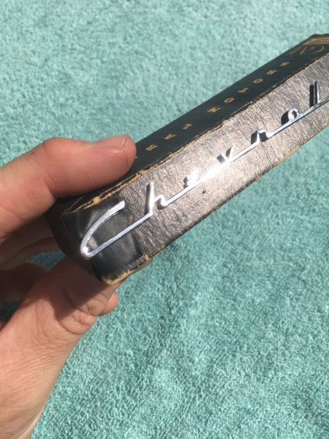 1955 1956 Chevrolet 150 210 NOS Dash "Chevrolet" Speaker Emblem Script - Image 4