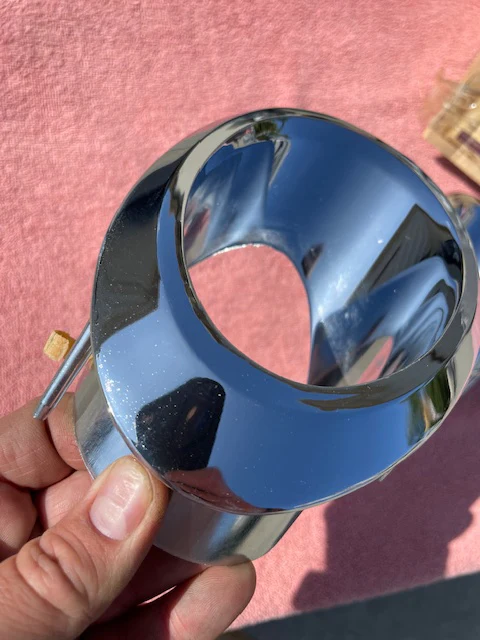 1966 1967 Chevrolet Corvette C2 Sting Ray NOS Rear Exhaust Tips Bezel Trim Pair #3892225 / 3892226 - Image 6