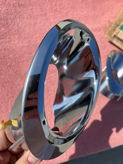 1966 1967 Chevrolet Corvette C2 Sting Ray NOS Rear Exhaust Tips Bezel Trim Pair #3892225 / 3892226 - Image 8