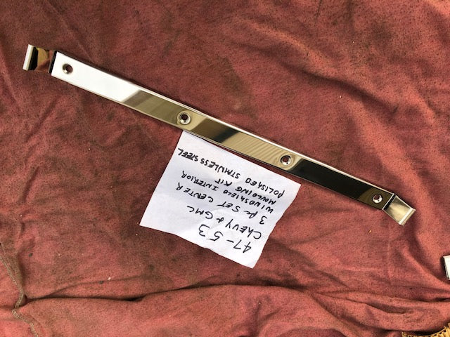 inside windshield center division trim and mounting brackets kit for 1947 1953 Chevrolet GMC pickup polished stainless steel