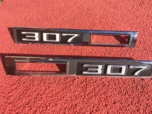 1969 Chevrolet Chevelle Malibu 307 NOS Front Fender Side Marker Emblem Trim Pair #3945291 / 3945252 - Image 3