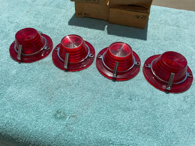 1962 Chevrolet Biscayne Bel Air NORS Complete Set of Back Up and Tail Lamp Lenses w/ Trim - Image 4