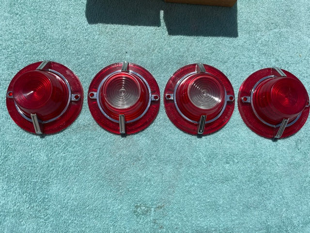 1962 Chevrolet Biscayne Bel Air NORS Complete Set of Back Up and Tail Lamp Lenses w/ Trim - Image 5