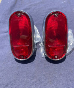 1955-1959 Chevrolet Suburban Panel Truck USED Tail Light Lamp Lens + Bezel Pair #5952787 / 5946391