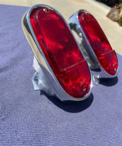 Alternative view of 1955-1959 Chevrolet Suburban Panel Truck USED Tail Light Lamp Lens + Bezel Pair #5952787 / 5946391