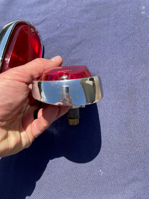 1955-1959 Chevrolet Suburban Panel Truck USED Tail Light Lamp Lens + Bezel Pair #5952787 / 5946391 - Image 4