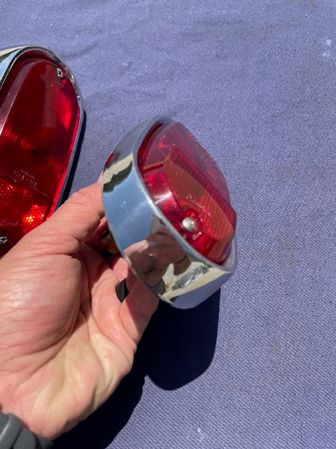 1955-1959 Chevrolet Suburban Panel Truck USED Tail Light Lamp Lens + Bezel Pair #5952787 / 5946391 - Image 9