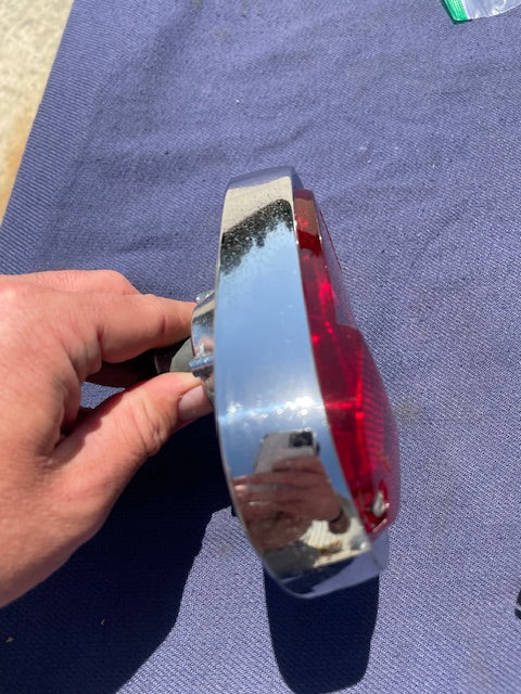 1955-1959 Chevrolet Suburban Panel Truck USED Tail Light Lamp Lens + Bezel Pair #5952787 / 5946391 - Image 14