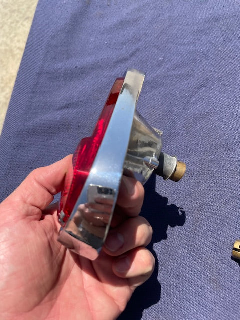 1955-1959 Chevrolet Suburban Panel Truck USED Tail Light Lamp Lens + Bezel Pair #5952787 / 5946391 - Image 21