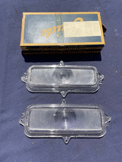 1960-1966 Chevrolet Pickup Truck / 67-72 TILT NOS CLEAR Park Light Lamp Lens Pair #5950666