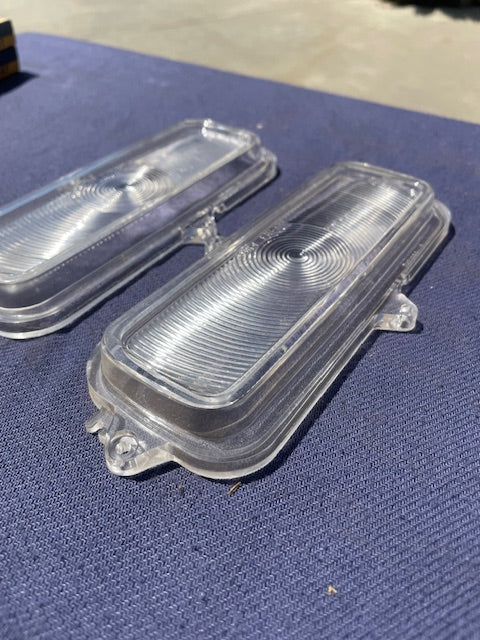 1960-1966 Chevrolet Pickup Truck / 67-72 TILT NOS CLEAR Park Light Lamp Lens Pair #5950666 - Image 2