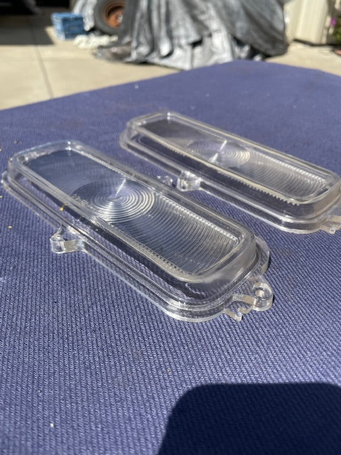 1960-1966 Chevrolet Pickup Truck / 67-72 TILT NOS CLEAR Park Light Lamp Lens Pair #5950666 - Image 3