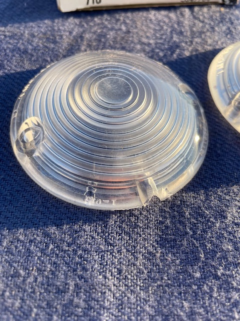 1957 Chevrolet 150 210 Bel Air NORS CLEAR Park Light Lamp Turn Signal Lens Pair (OEM #5947754) - Image 2