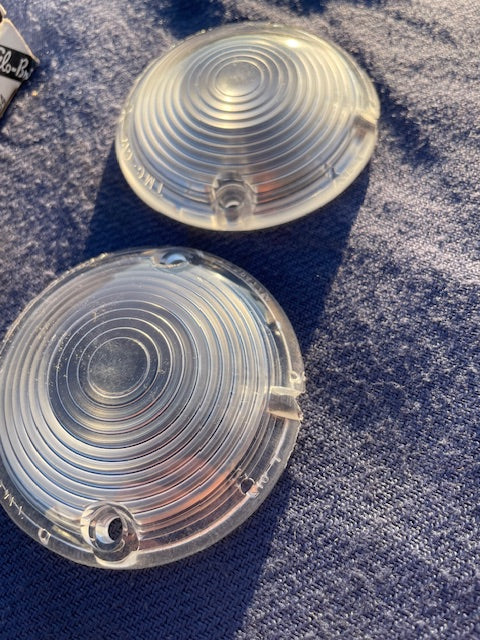 1957 Chevrolet 150 210 Bel Air NORS CLEAR Park Light Lamp Turn Signal Lens Pair (OEM #5947754) - Image 3