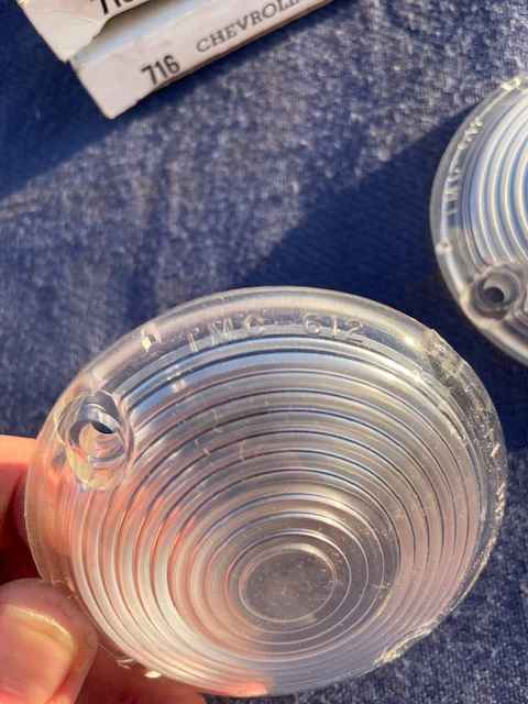 1957 Chevrolet 150 210 Bel Air NORS CLEAR Park Light Lamp Turn Signal Lens Pair (OEM #5947754) - Image 5