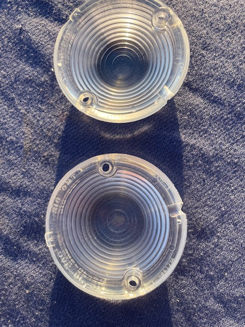 1957 Chevrolet 150 210 Bel Air NORS CLEAR Park Light Lamp Turn Signal Lens Pair (OEM #5947754) - Image 8
