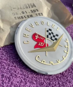 Alternative view of 1956 1957 Chevrolet Corvette C1 NOS Hood / Trunk Deck Lid Emblem PAIR #3725754