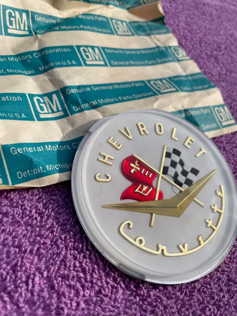 1956 1957 Chevrolet Corvette C1 NOS Hood / Trunk Deck Lid Emblem PAIR #3725754 - Image 4