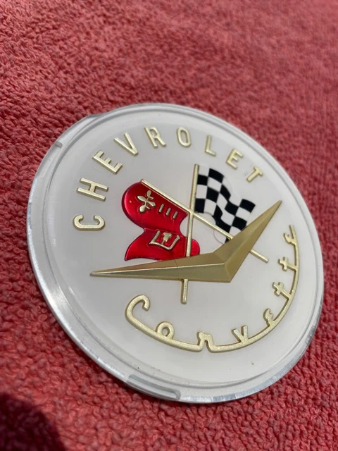 1956 1957 Chevrolet Corvette C1 NOS Hood / Trunk Deck Lid Emblem (1) #3725754 - Image 3