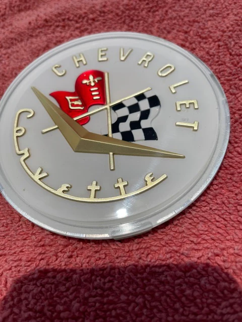 1956 1957 Chevrolet Corvette C1 NOS Hood / Trunk Deck Lid Emblem (1) #3725754 - Image 4