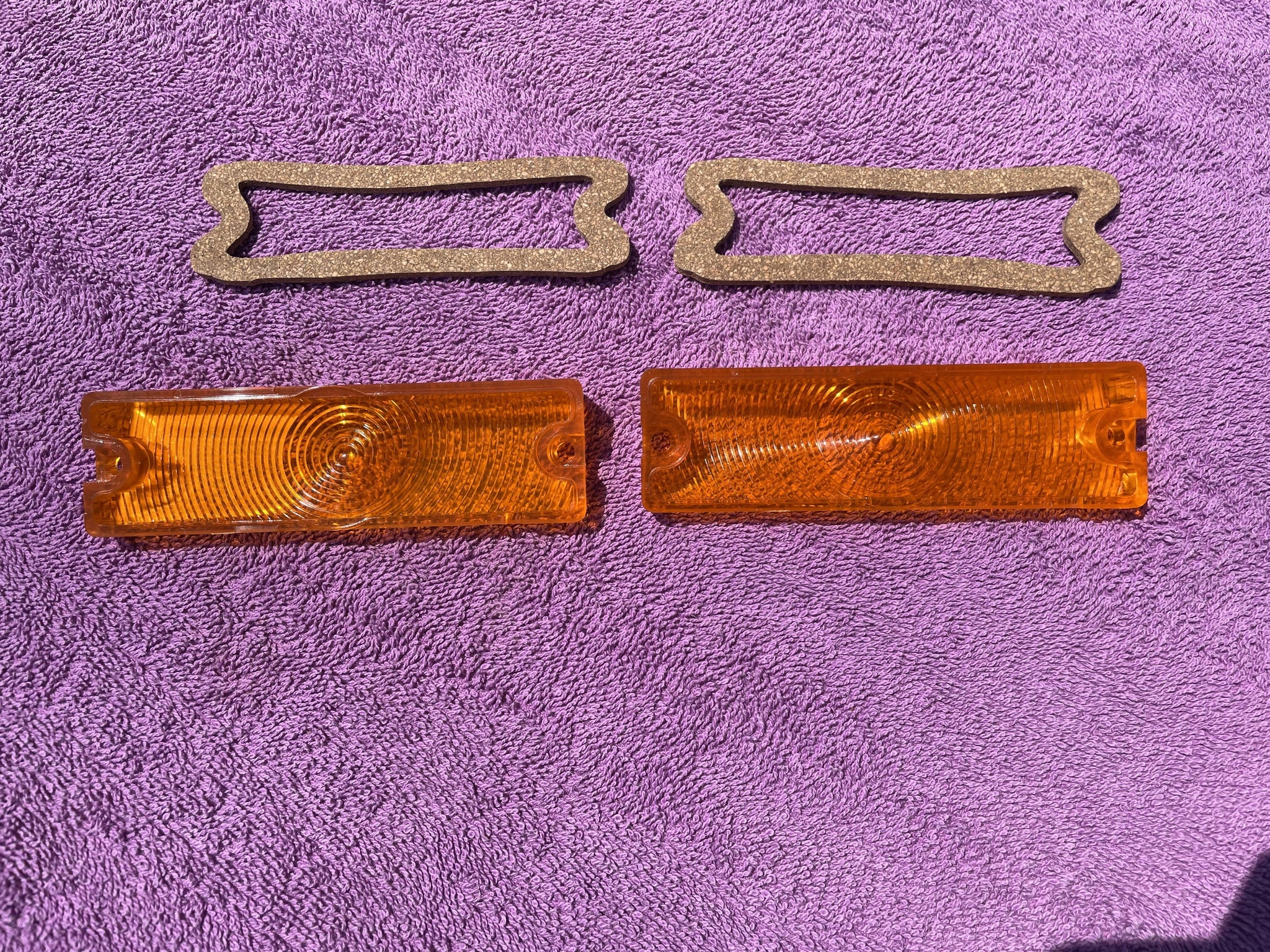 1965 Chevrolet Impala Caprice SS NEW AMBER Park Light Lamp Lens Pair Gaskets (repl. OEM #5956277) - Image 5