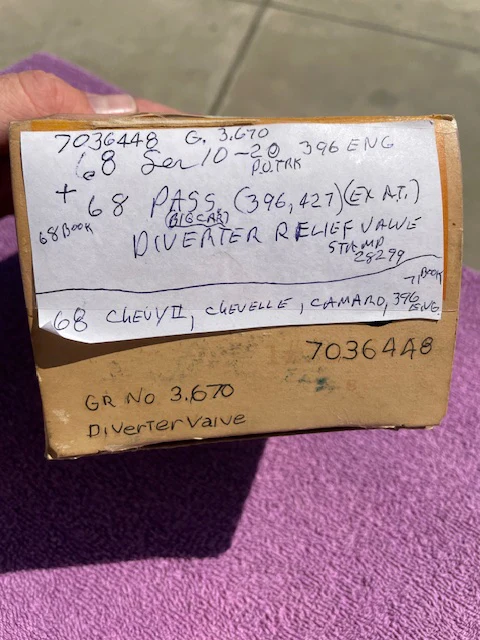 1968 Chevrolet Chevelle Camaro Impala Caprice Nova Pickup Truck 396 427 NOS Smog Air Diverter Valve #7036448 - Image 4
