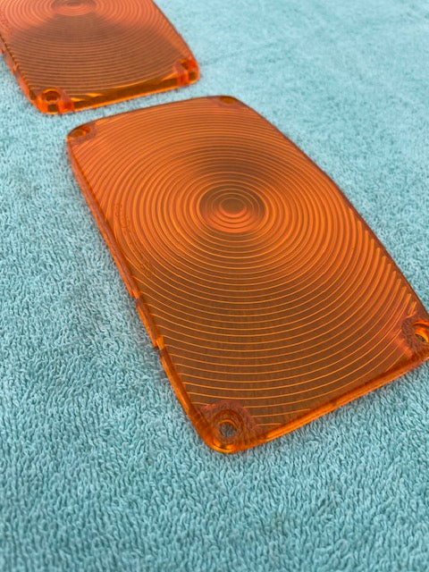 1956 Chevrolet 150 210 Bel Air NEW AMBER Park Light Lamp Lens Pair (OEM#5947140) - Image 2