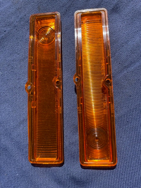 1963-1964 Chevy II / Nova NOS AMBER Park Light Lamp Turn Signal Indicator Lens Pair #5954493 / 5954494 - Image 6