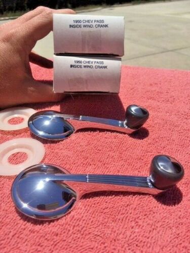 1950 Chevrolet Fleetline Styleline NORS Window Crank Handles Grey Knob Pair (repl. OEM #4582152) - Image 2