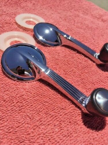 1950 Chevrolet Fleetline Styleline NORS Window Crank Handles Grey Knob Pair (repl. OEM #4582152) - Image 4