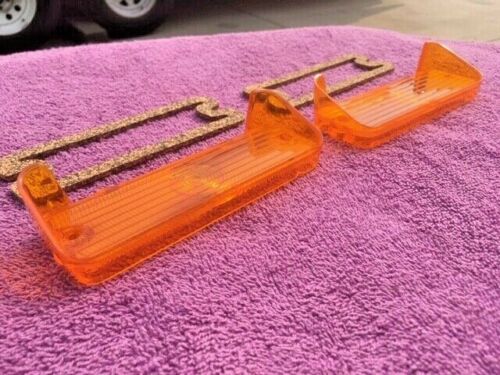 1966 Chevrolet Impala Caprice SS NEW AMBER Park Light Lamp Lens Pair Gaskets (repl. OEM #5957569)