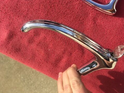 1938 1939 Chevrolet Master Deluxe REPLATED Outside Door Handle Pair - 1 Locking - Image 2